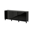BESTÅ - Kombinasi penyimpanan dengan pintu, hitam-cokelat/Selsviken/Stubbarp high-gloss/hitam, 180x42x74 cm