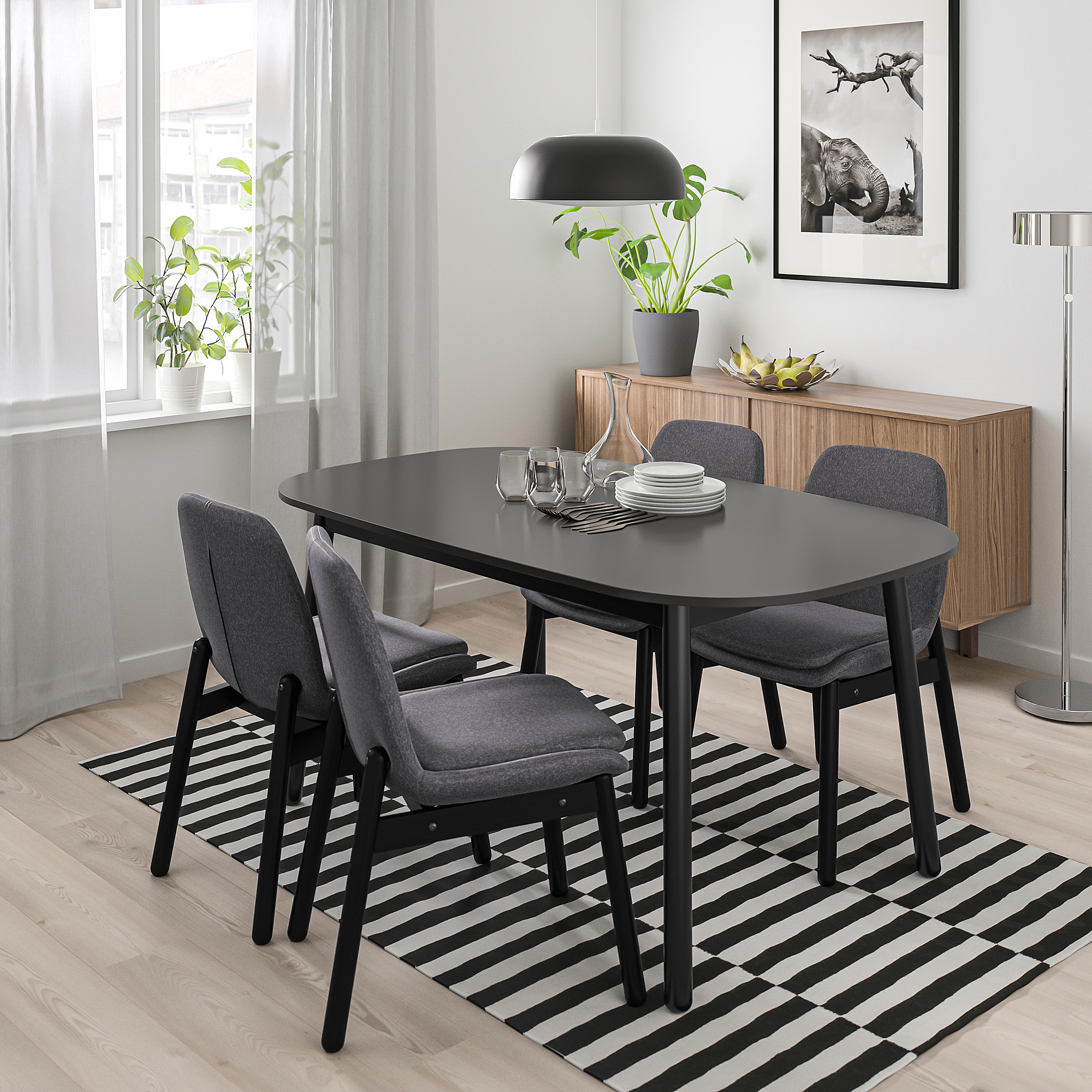 VEDBO meja  makan  hitam 160x95 cm IKEA  Indonesia