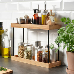 NÅLBLECKA - Pengatur meja dapur, logam/bambu, 38x13x28 cm