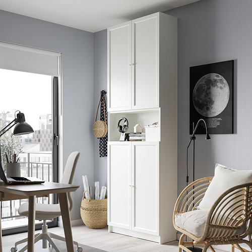 BILLY/OXBERG bookcase w doors/extension unit