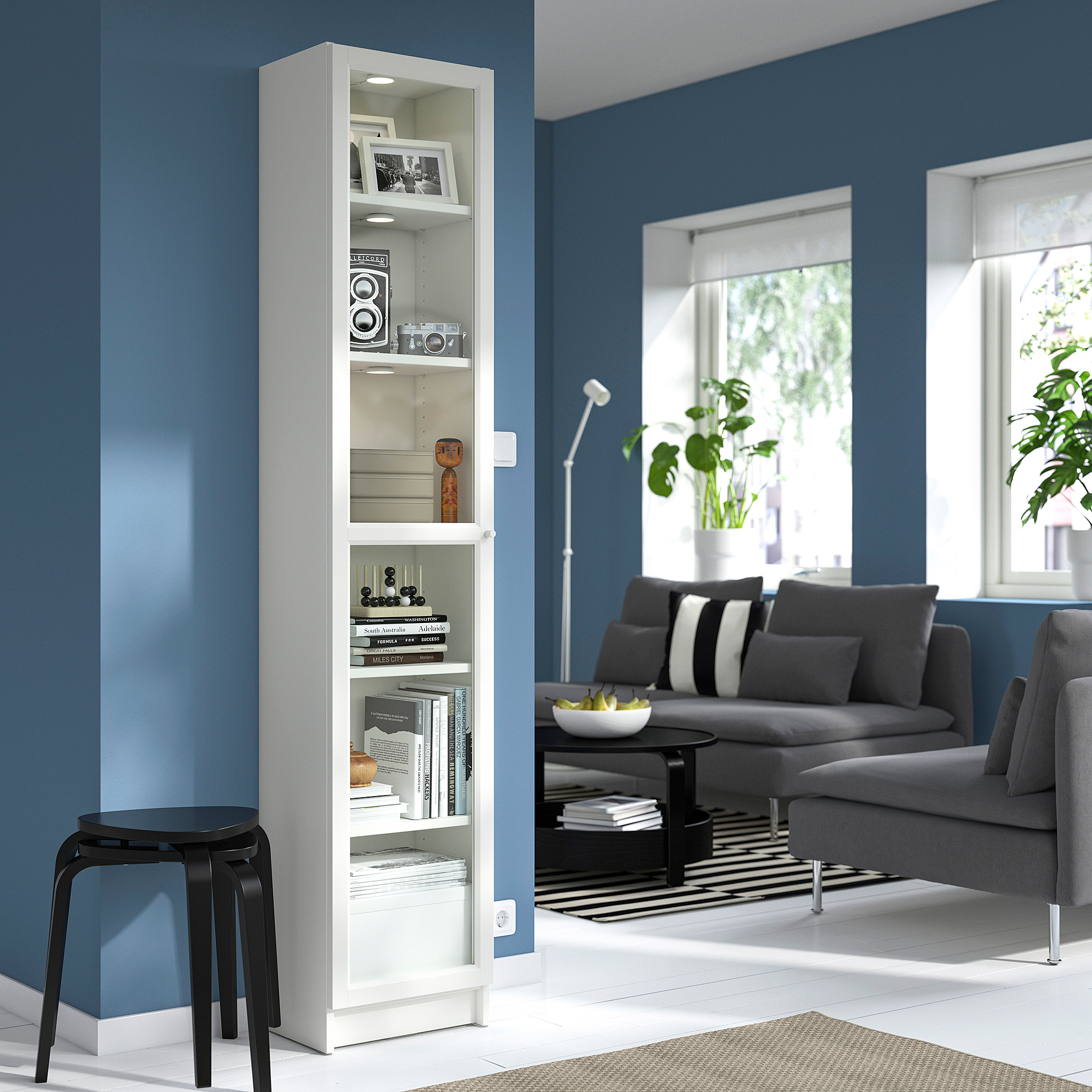 BILLY/OXBERG - rak buku dengan pintu kaca, putih/kaca, 40x30x202 cm | IKEA Indonesia - PE975080_S5