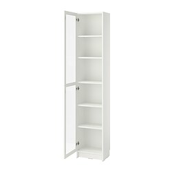 BILLY/OXBERG - Bookcase with glass door, white/glass, 40x30x202 cm