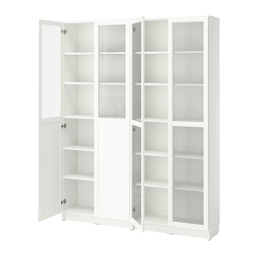 BILLY/OXBERG lemari buku dg panel/pintu kaca