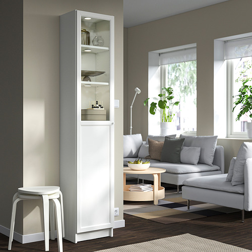 BILLY/OXBERG bookcase with panel/glass door