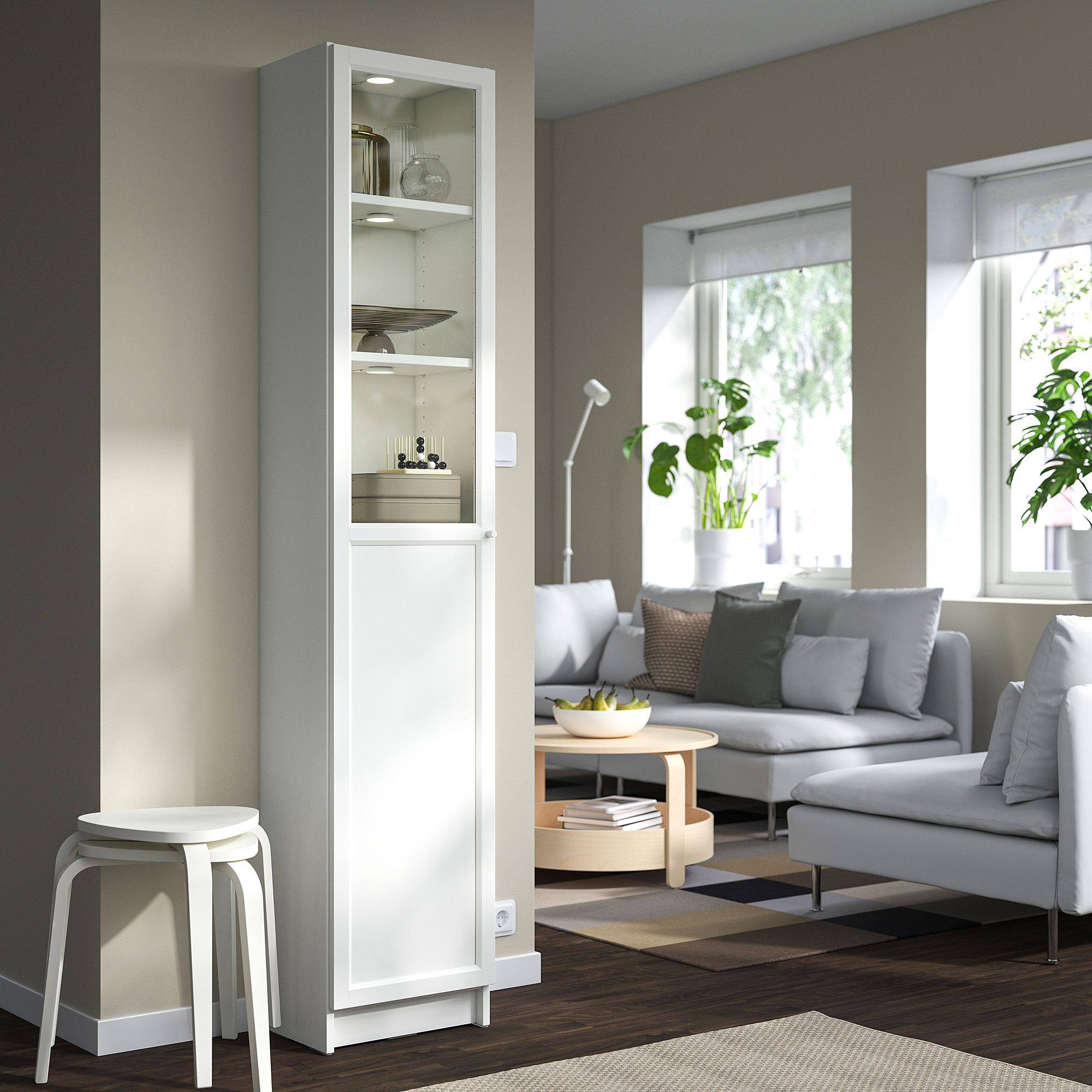 BILLY/OXBERG - lemari buku dg panel/pintu kaca, putih/kaca, 40x30x202 cm | IKEA Indonesia - PE975088_S5