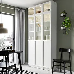 BILLY/OXBERG - Rak buku, putih/kaca, 120x30x237 cm