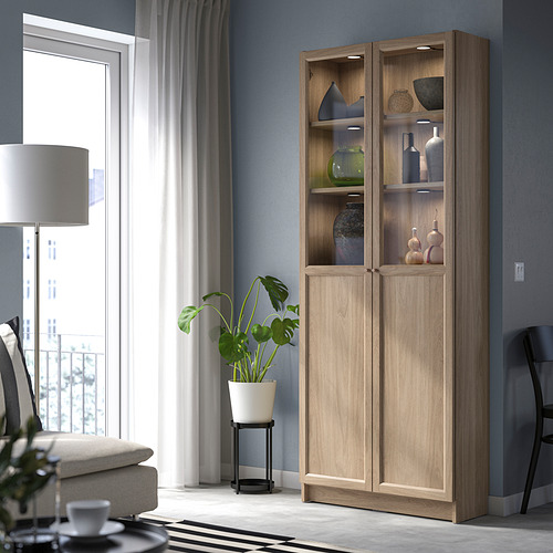 BILLY/OXBERG bookcase with panel/glass doors