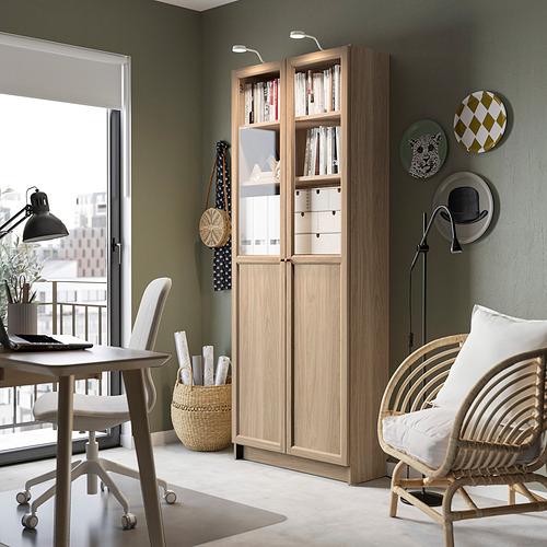 BILLY/OXBERG bookcase with panel/glass doors