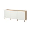 BESTÅ - Storage combination with doors, white stained oak effect/Laxviken/Stubbarp white, 180x42x74 cm