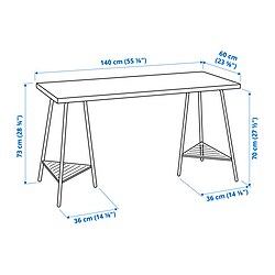 TILLSLAG/LAGKAPTEN - Desk, white anthracite/white, 140x60 cm