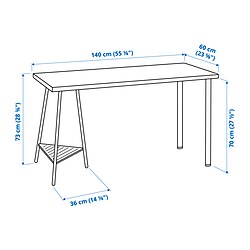 TILLSLAG/LAGKAPTEN - Desk, white stained oak effect/white, 140x60 cm