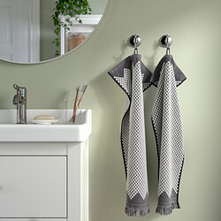 FJÄLLSTARR - Hand towel, white/grey, 40x70 cm