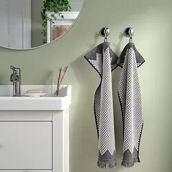 FJÄLLSTARR - Hand towel, white/grey, 40x70 cm