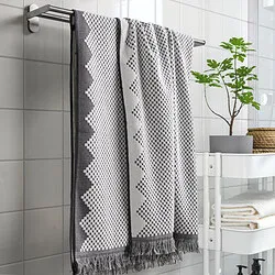 FJÄLLSTARR - Bath towel, white/grey, 70x140 cm