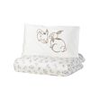 RÖDHAKE - Duvet cover 1 pillowcase for cot, rabbit pattern/white/beige, 110x125/35x55 cm