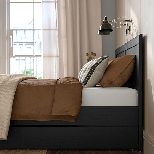 FÅGELFJÄLLET Rangka tempat tidur + 4 penyimpanan