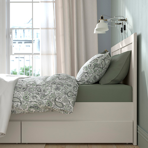 FÅGELFJÄLLET Rangka tempat tidur + 4 penyimpanan
