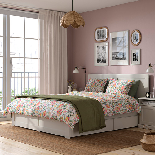 FÅGELFJÄLLET Rangka tempat tidur + 4 penyimpanan