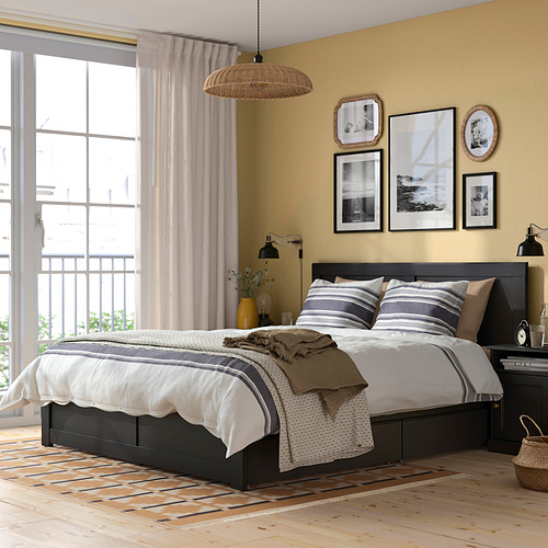 FÅGELFJÄLLET Rangka tempat tidur + 4 penyimpanan