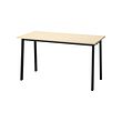 MITTZON - Conference table, birch veneer/black, 140x68x75 cm