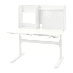 BERGLÄRKA - Desk, white/tiltable, 100x70 cm