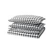EKTANDVINGE - Duvet cover and 2 pillowcases, anthracite white/check, 200x200/50x80 cm