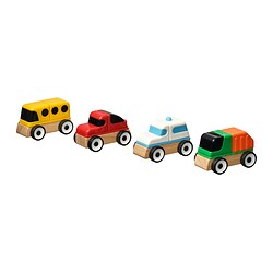 LILLABO - Set kendaraan 4 unit, mobil sport / bus sekolah truk daur ulang / mobil polisi/aneka warna