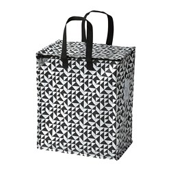 KNALLA - Tas, hitam/putih, 40x25x47 cm/47 l