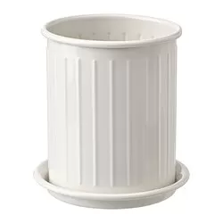 VÄLVÅRDAD - Tempat peralatan makan, krem/galvanis, 13 cm