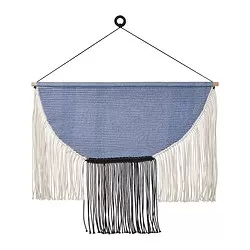 HÄNGALM - Tapestri gantung, krem hitam/lilac terang-biru, 85x60 cm