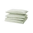 EKTANDVINGE - Sarung duvet dan 2 sarung bantal, abu-abu-hijau pudar putih/motif kotak, 240x220/50x80 cm