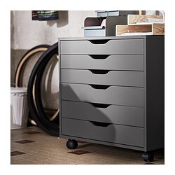 ALEX - Drawer unit on castors, dark grey, 67x66 cm