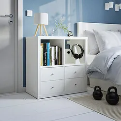 KALLAX - Unit rak, dengan 4 laci/putih, 77x77 cm