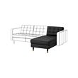 LANDSKRONA - Chaise longue, add-on unit, Grann/Bomstad black/wood
