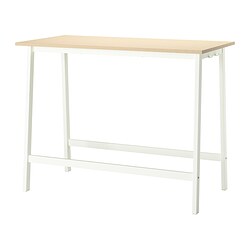 MITTZON - Conference table, birch veneer/white, 140x68x105 cm