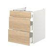 ENHET - Kabinet dasar dg 3 laci, putih/efek kayu oak, 60x62x75 cm