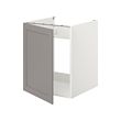 ENHET - Kabinet dasar utk wastafel/pintu, putih/abu-abu rangka, 60x62x75 cm