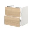 ENHET - Base cb f washbasin w 2 drawers, white/oak effect, 60x42x60 cm