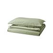 ÄNGSLILJA - Duvet cover and pillowcase, grey-green, 150x200/50x80 cm