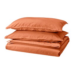ÄNGSLILJA - Sarung duvet dan 2 sarung bantal, merah-cokelat, 200x200/50x80 cm