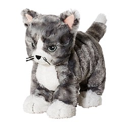 LILLEPLUTT - Soft toy, cat grey/white