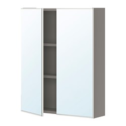 ENHET - Kabinet cermin 2 pintu, abu-abu, 60x17x75 cm