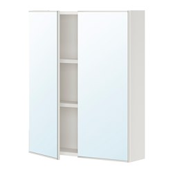 ENHET - Kabinet cermin 2 pintu, putih, 60x17x75 cm