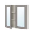 ENHET - Kabinet cermin 2 pintu, putih/abu-abu rangka, 80x17x75 cm
