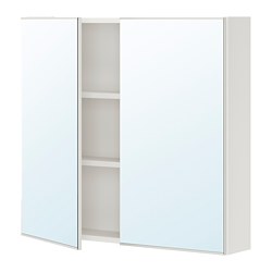 ENHET - Kabinet cermin 2 pintu, putih, 80x17x75 cm
