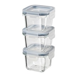 IKEA 365+ - Kotak makanan dengan penutup, segi empat/kaca, 180 ml