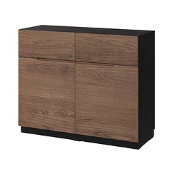 KLACKENÄS - Lemari bufet, hitam/veneer kayu oak diwarnai cokelat, 120x97 cm