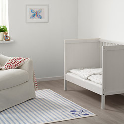 RÖDHAKE - Srg duvet 1 srg bantal ranjang bayi, pola kelinci/putih/krem, 110x125/35x55 cm