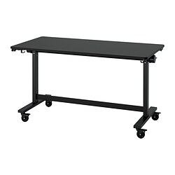 MITTZON - Foldable table with castors, black, 140x70 cm