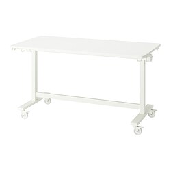 MITTZON - Foldable table with castors, white, 140x70 cm